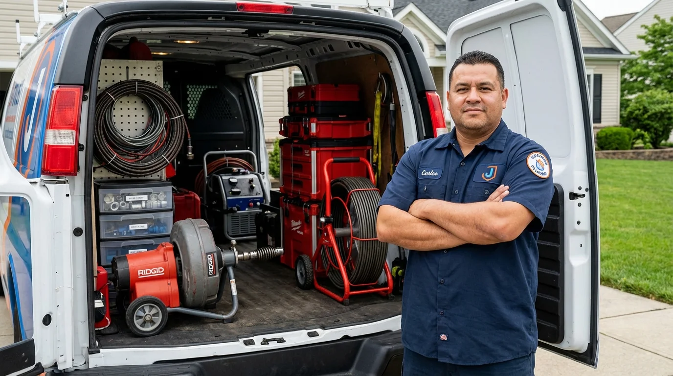 Professional drain cleaning equipment and Johns Plumbing LLC plumber in Harlan