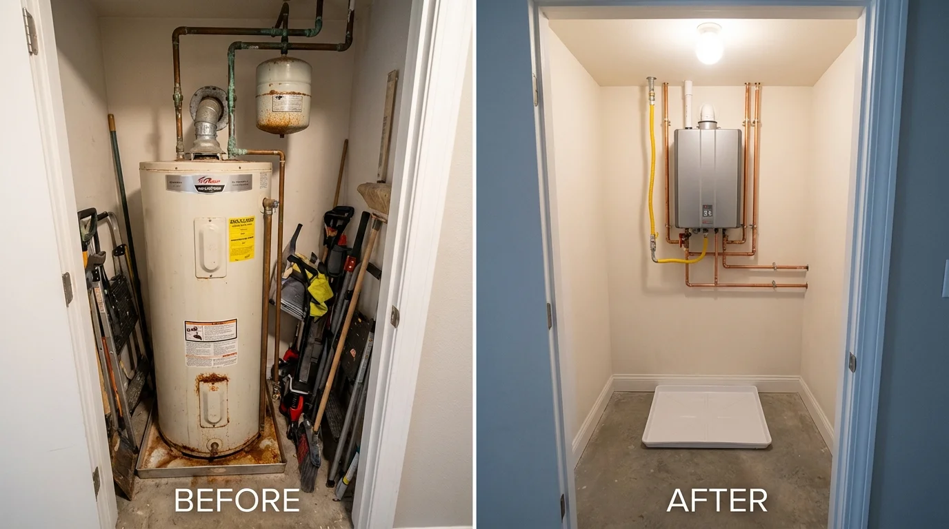 Tank water heater versus wall-mounted tankless unit comparison for Harlan, KY homeowners