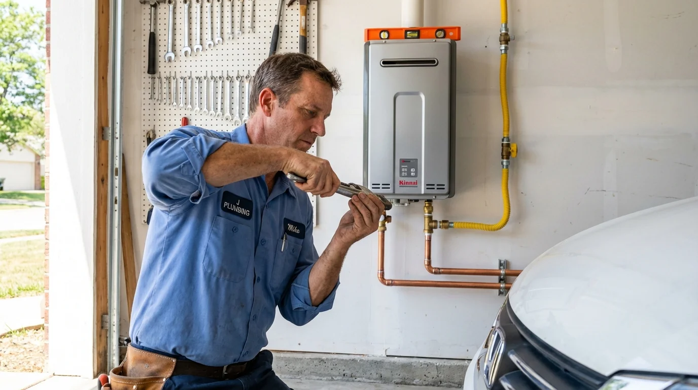Tankless water heater installation by a Johns Plumbing LLC plumber in Harlan
